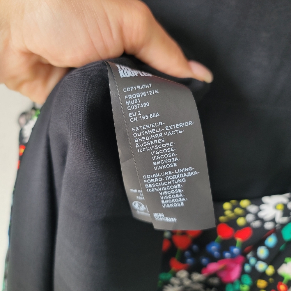 The Kooples NWT Joyful Floral Print Cut Out Dress Size 2/Medium In Black Floral - Picture 13 of 14